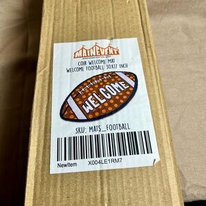 Main Event Coir Welcome Football Doormat - Brown & White